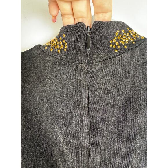 Cosmopolitan Dress the Population Bodycon Metallic Gold Glam Goth Party Dress - Picture 6 of 9